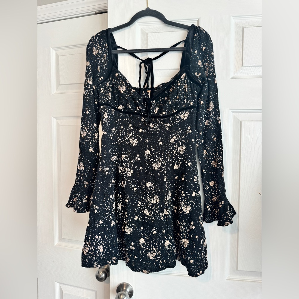 Free People Black Long Sleeve Mini Dress